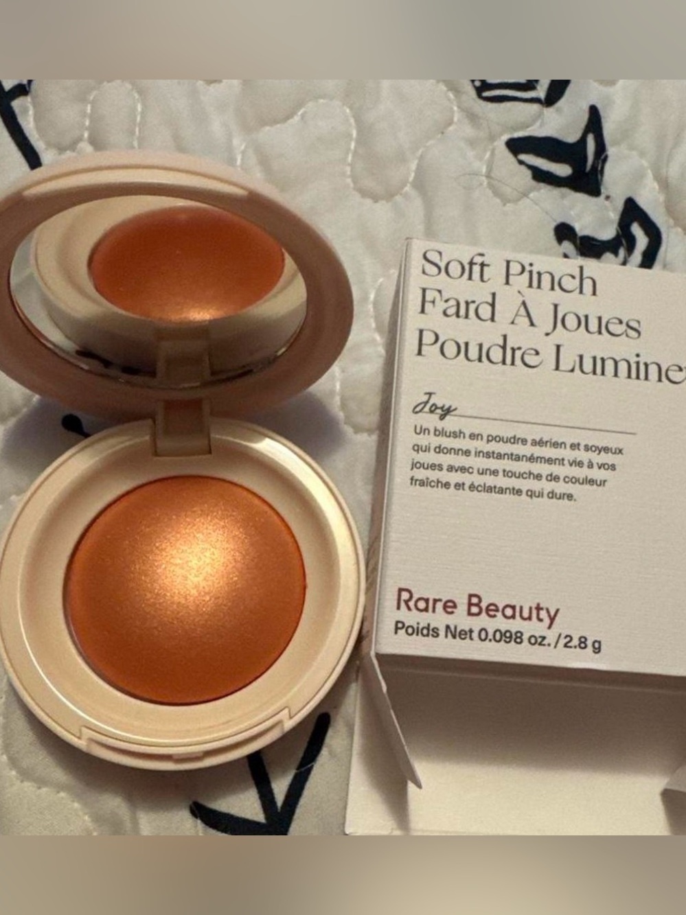 Rare Beauty Soft Pinch Blush — Joy (peach-orange with gold shimmer)